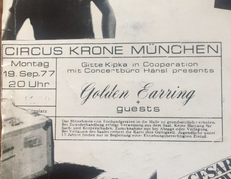 Golden Earring show poster München - Circus Krone September 12 1976